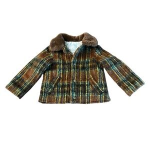 Edgehill Collection Brown & Blue Plaid Coat Boys Size 2-3
